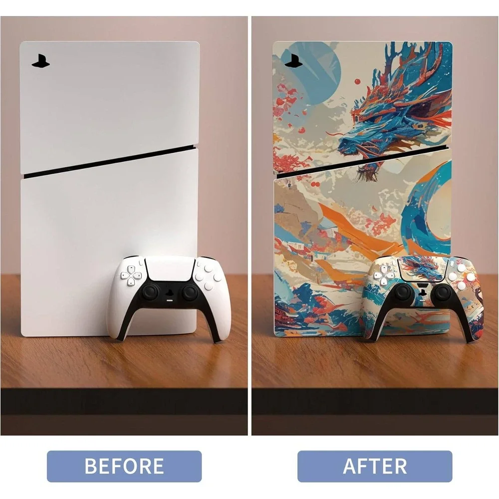 PlayVital PS5 Slim Console Skin Sticker Dragon Design Full Set